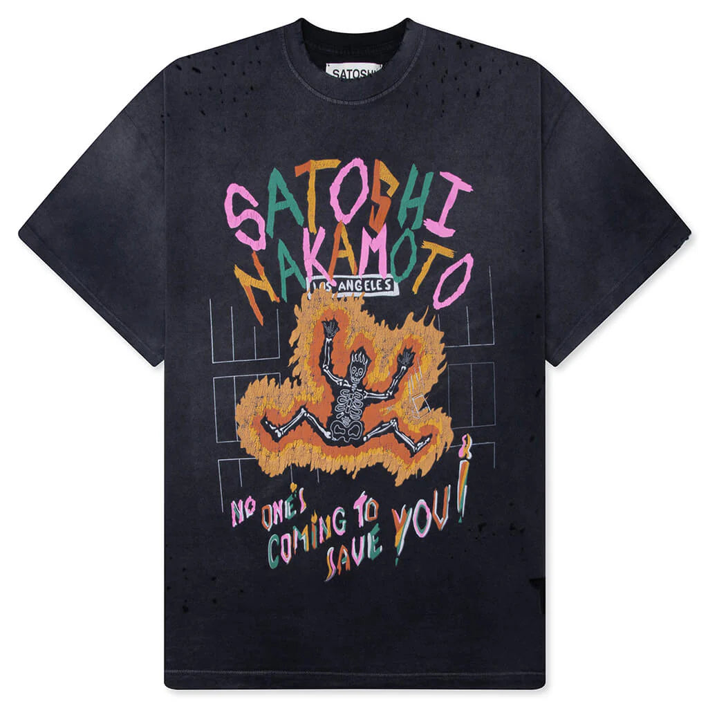 No Savior Tee Washed Black