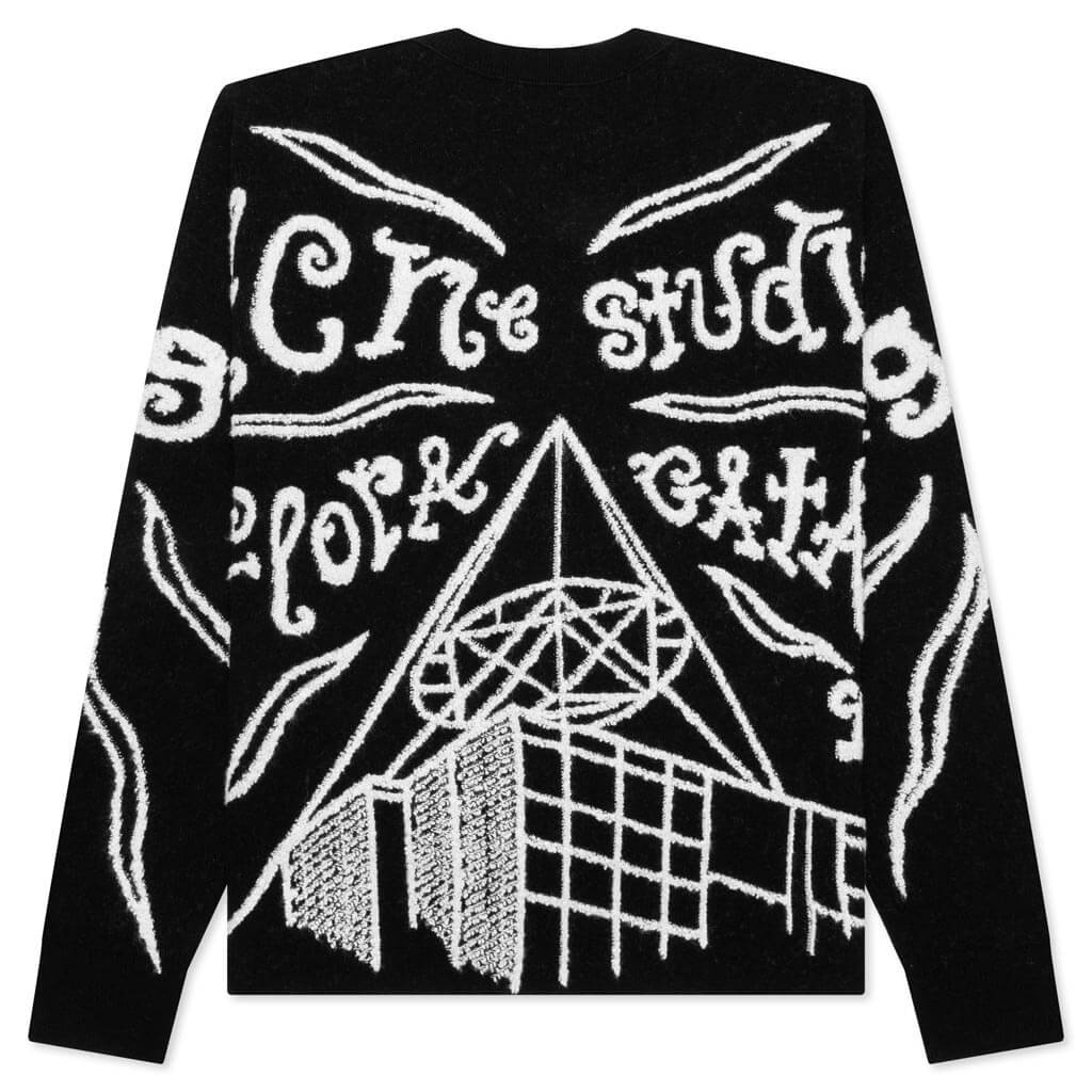 Jacquard Logo Jumper Sweater Black Ecru