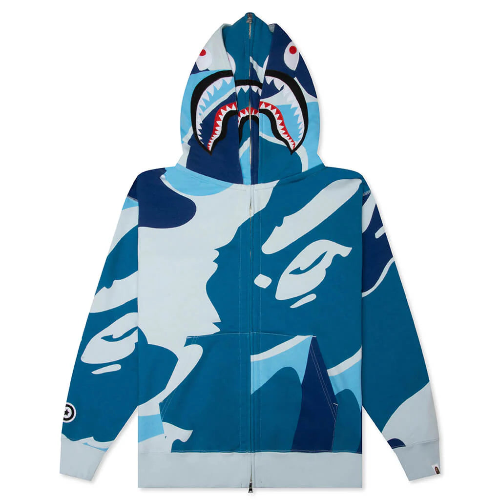 Mega ABC Camo Double Shark Relaxed Fit Full Zip Hoodie Blue