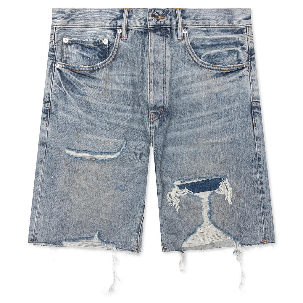 Faros Rip Patched Shorts Light Indigo