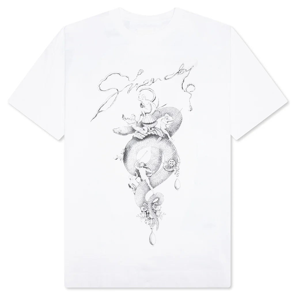 Chandelier and Snake Print T Shirt White