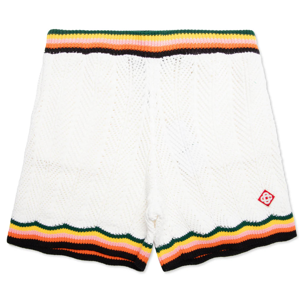 Chevron Lace Shorts White Multi