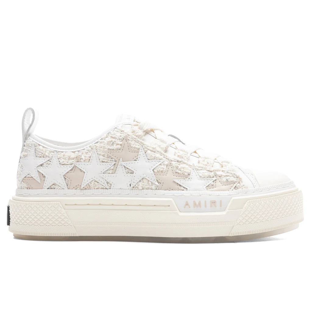 Womens Boucle Stars Court Low Alabaster