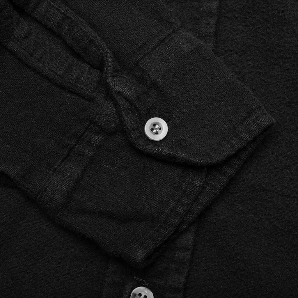 Flannel Shirt 7 Cuts Zipped Wide Shirt Over Dye Black