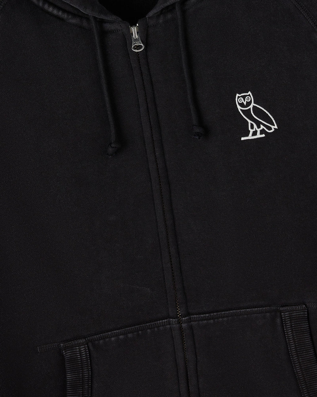Muskoka Raglan Full Zip Hoodie Garment Dyed Black