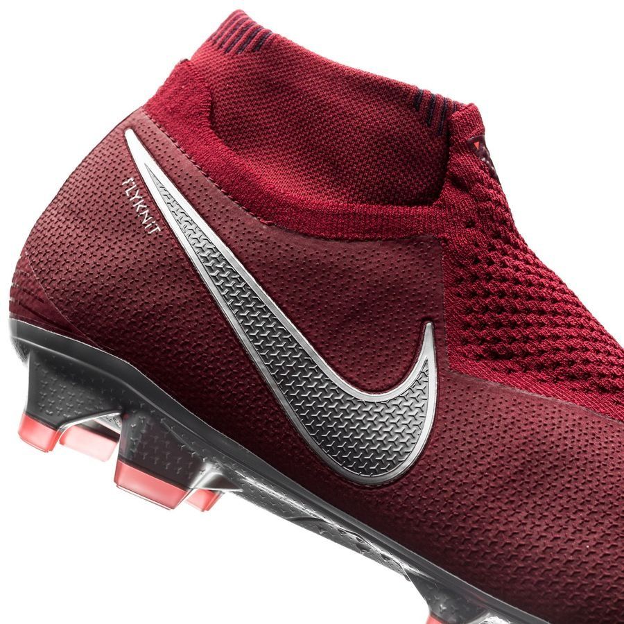Nike Phantom Vision Elite DF FG Firm Ground Mens Soccer Cleats Rising Fire Red Dark Grey Bright Crimson