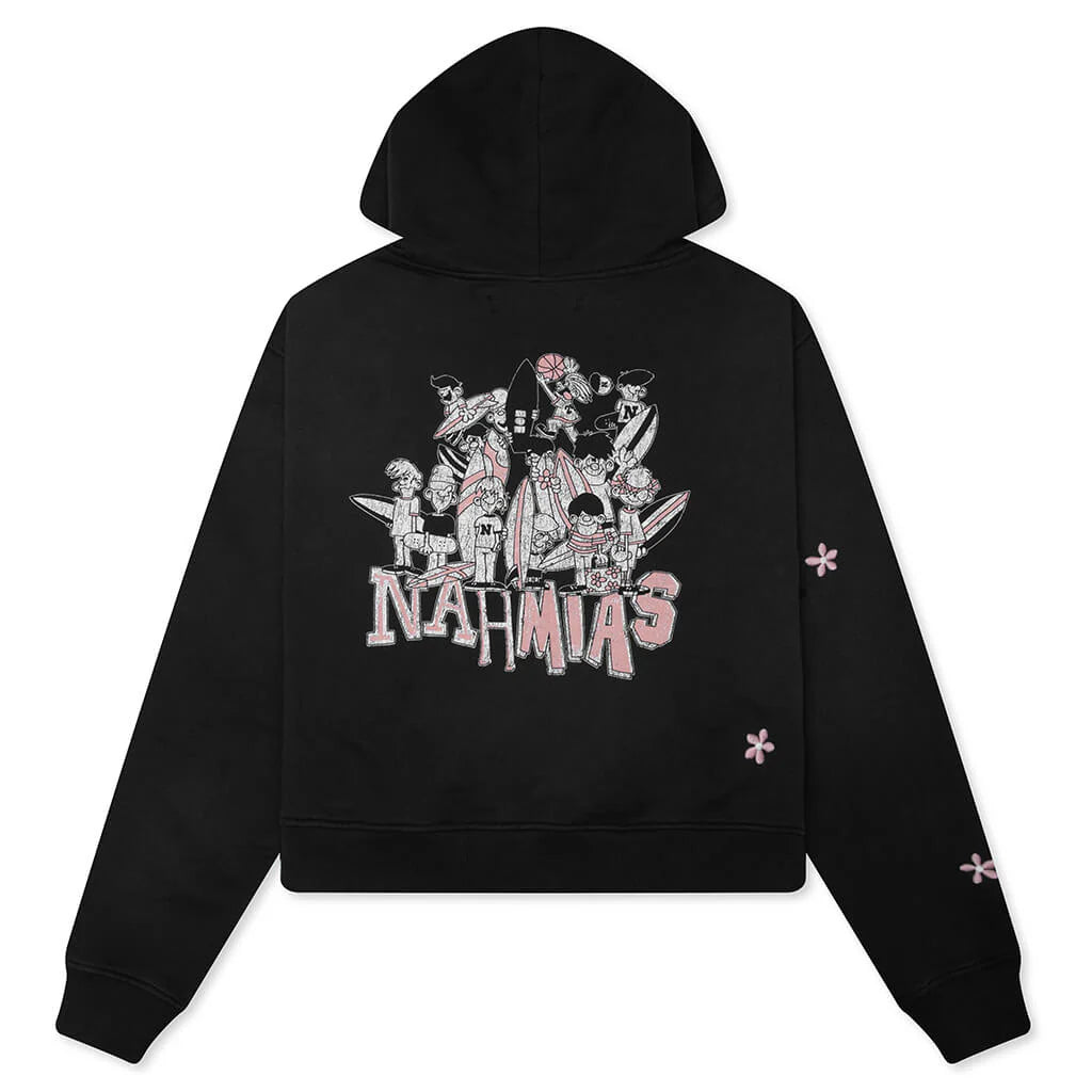 Flower Groms Zip Up Hoodie Aged Black