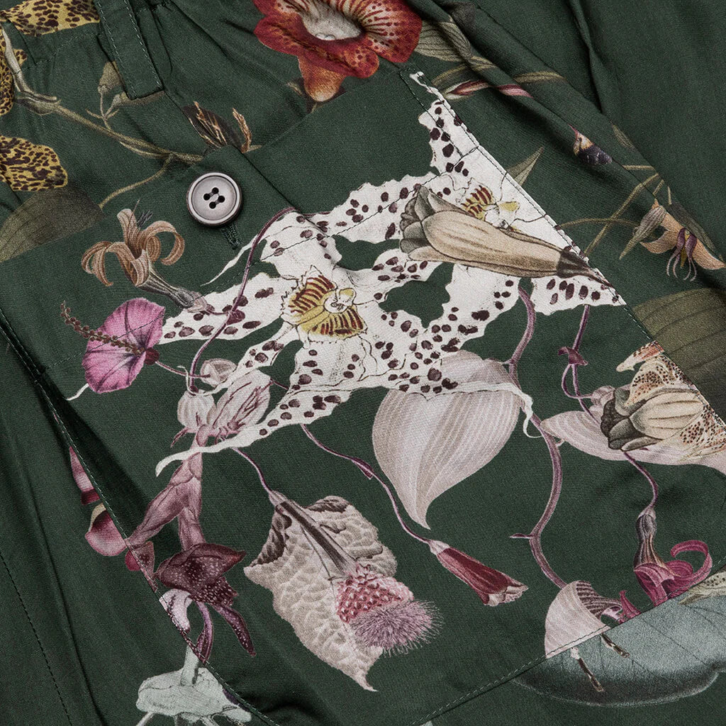 Green Pleat Front Trousers With Floral Pattern 7092 MW Bot