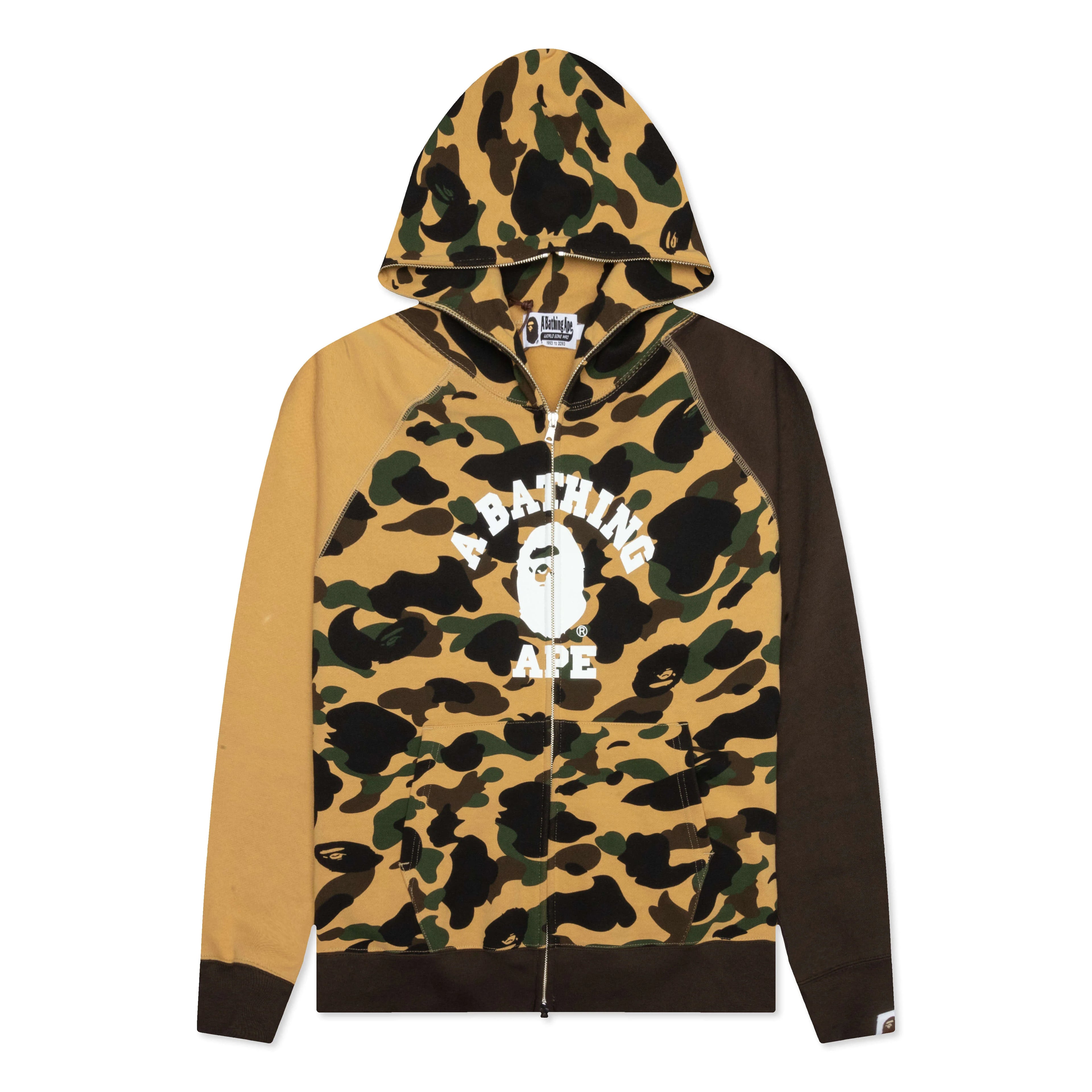 1st Camo Crazy College Full Zip Hoodie Yellow