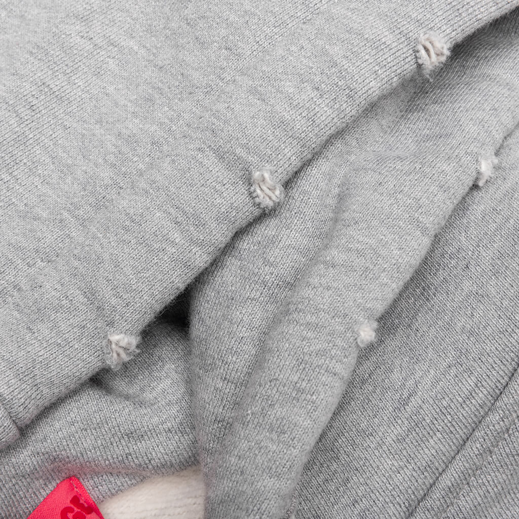 Distressed Hoodie Small Logo Heather Grey