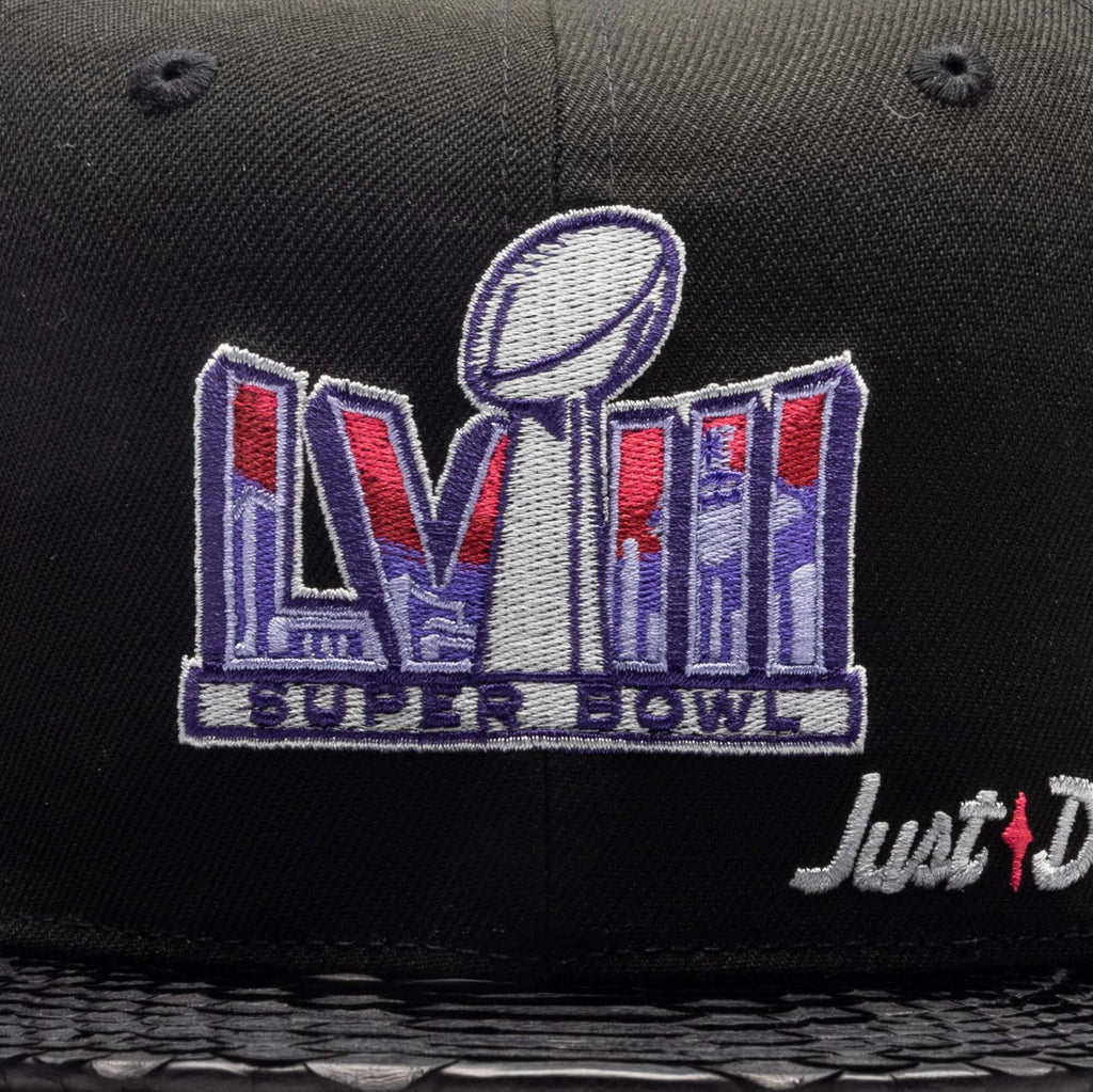 Just Don x Usher Super Bowl LVIII 9FIFTY Snapback Hat Black Black Python