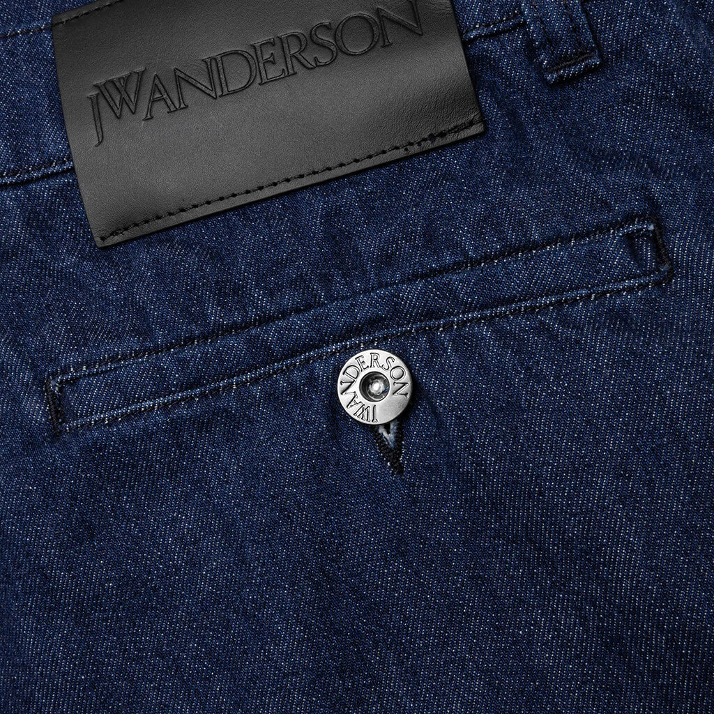 Logo Grid Turn Up Workwear Jeans Indigo