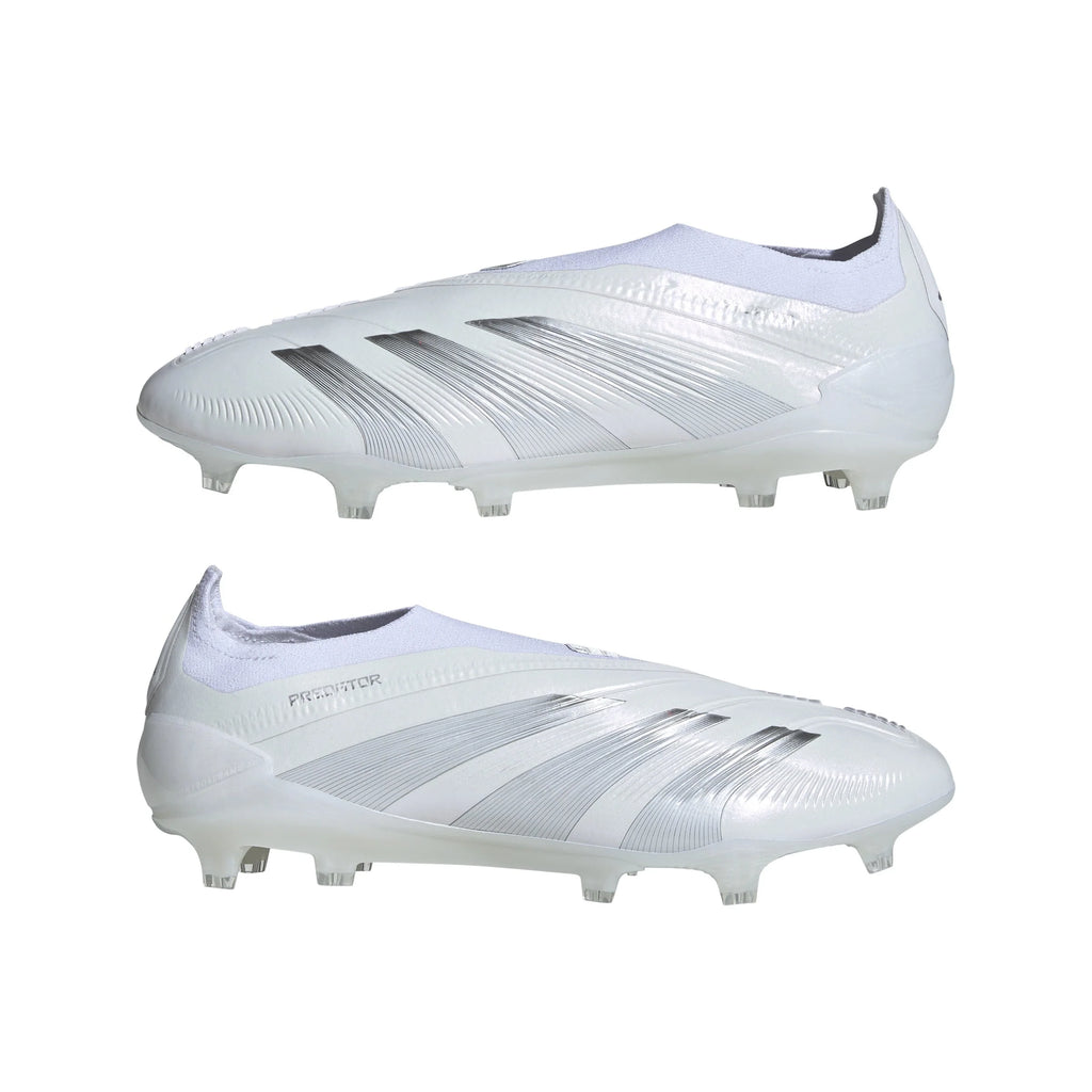 adidas Predator Elite Laceless FG Firm Ground Soccer Cleats White Silver Metallic White