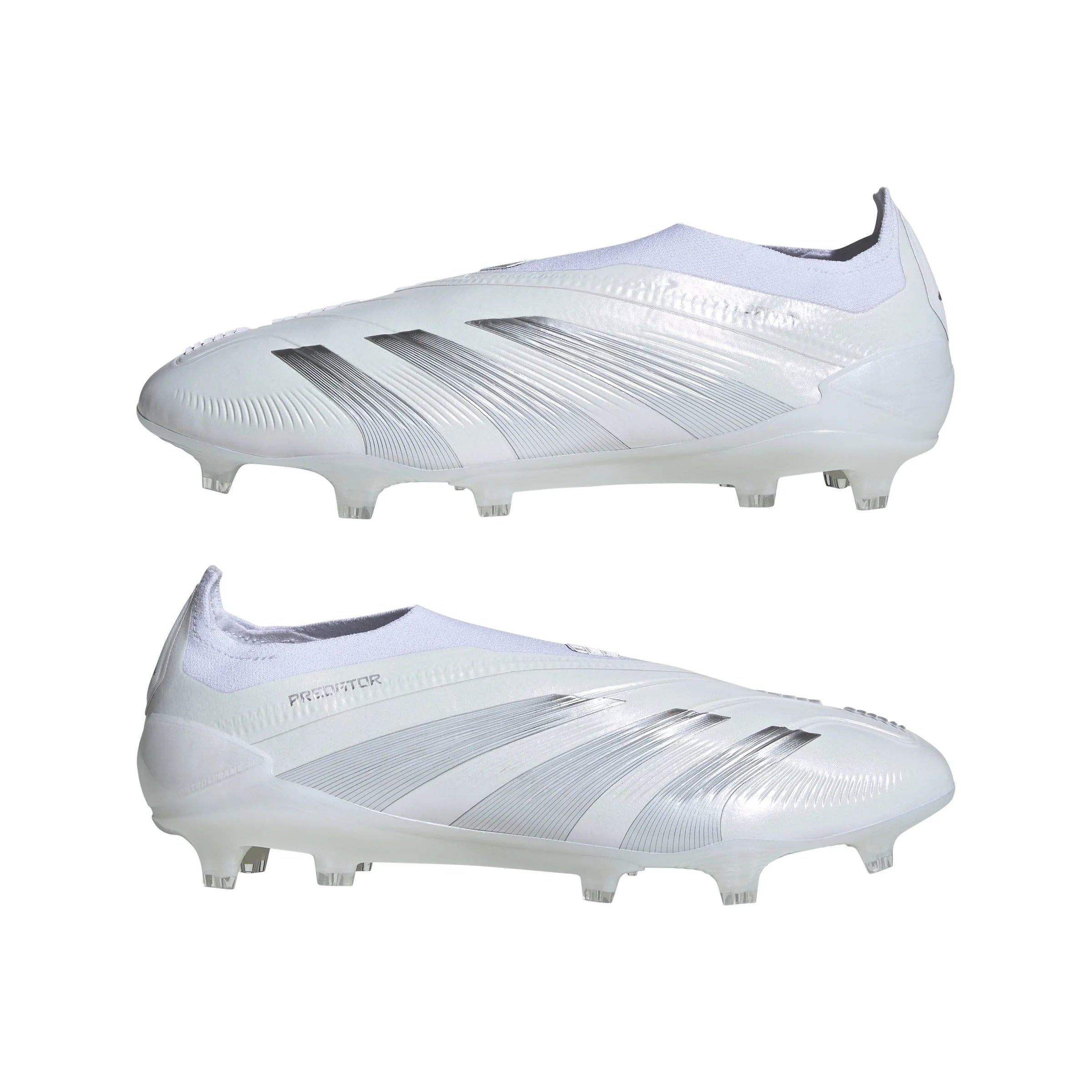 adidas Predator Elite Laceless FG Firm Ground Soccer Cleats White Silver Metallic White