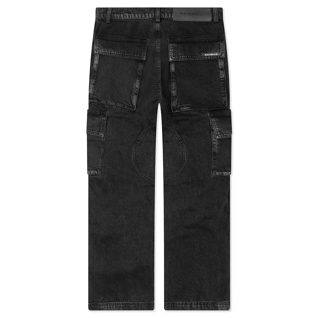 Denim Logo Cargos Charcoal Wash
