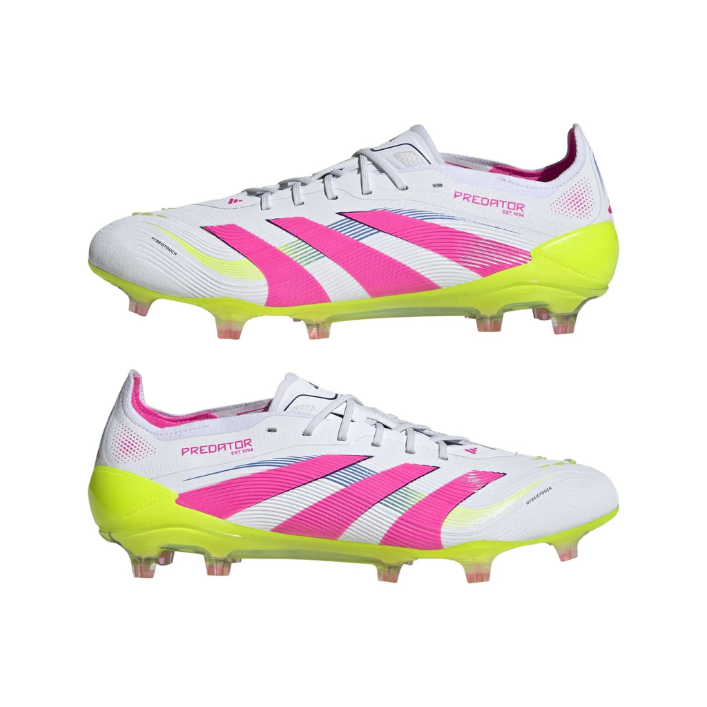 adidas Predator Elite FG Mens Firm Ground Soccer Cleats White Lucid Pink Lucid Lemon