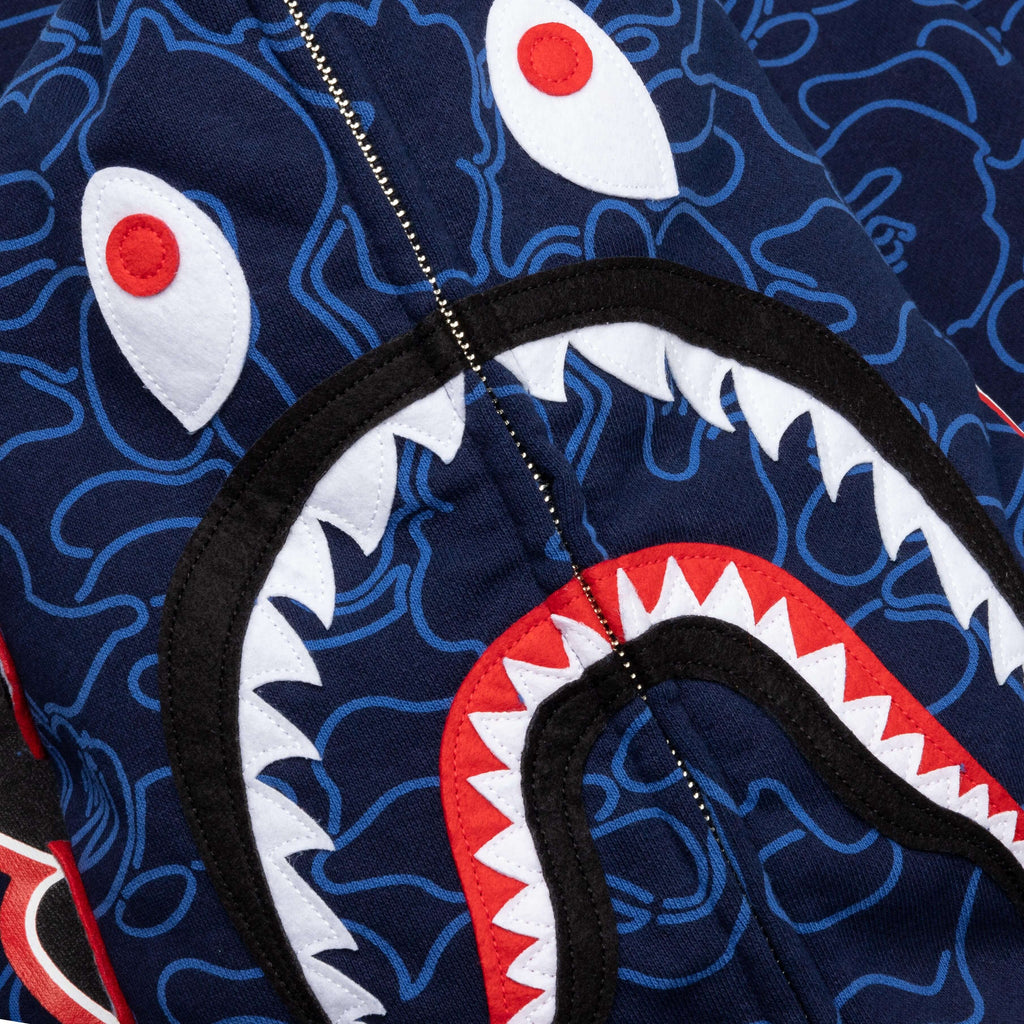 Bape 30th Anniversary Line Camo Shark Full Zip Hoodie Navy