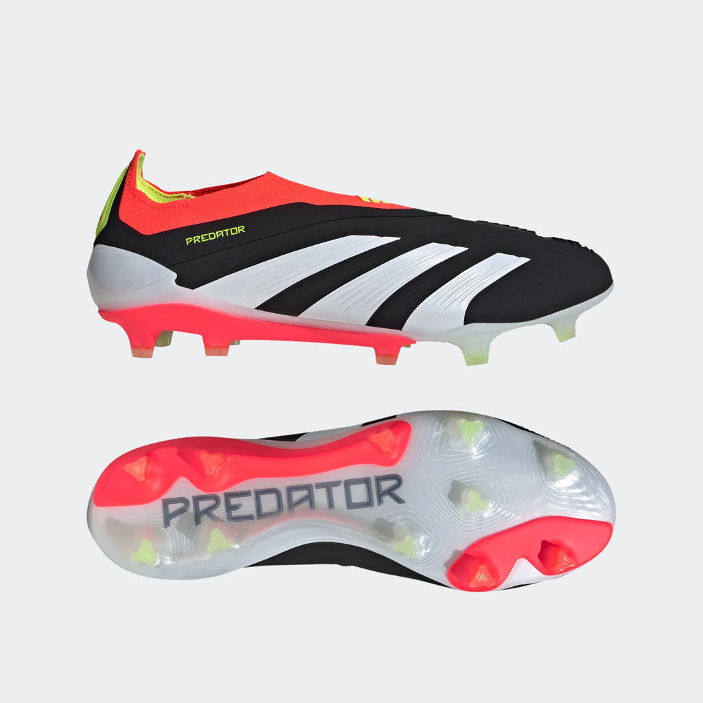 adidas Predator Elite Laceless FG Firm Ground Soccer Cleats Black White Solar Red