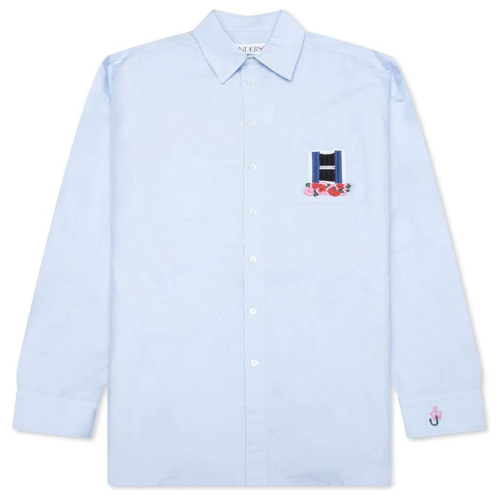 Window Embroidery Shirt Light Blue