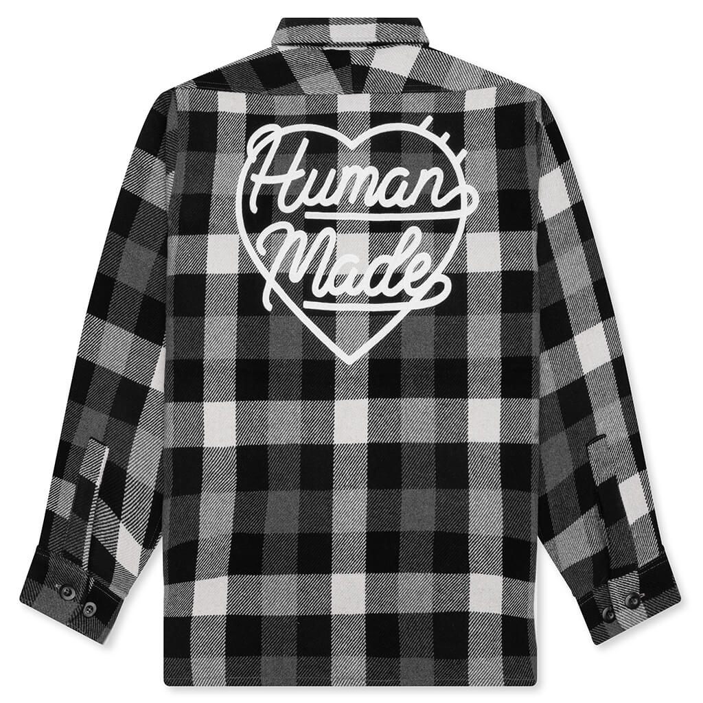 Wool Check Shirt Jacket Black