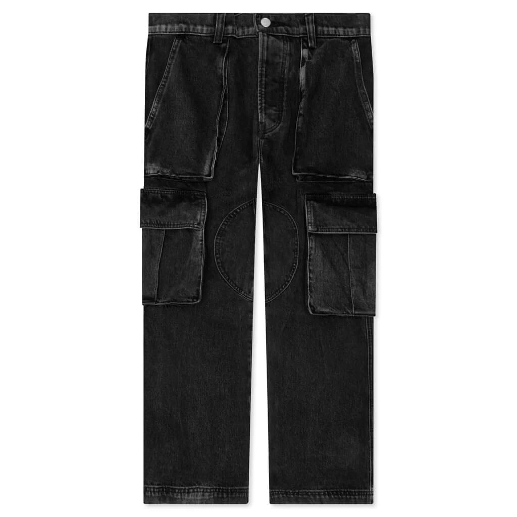 Denim Logo Cargos Charcoal Wash