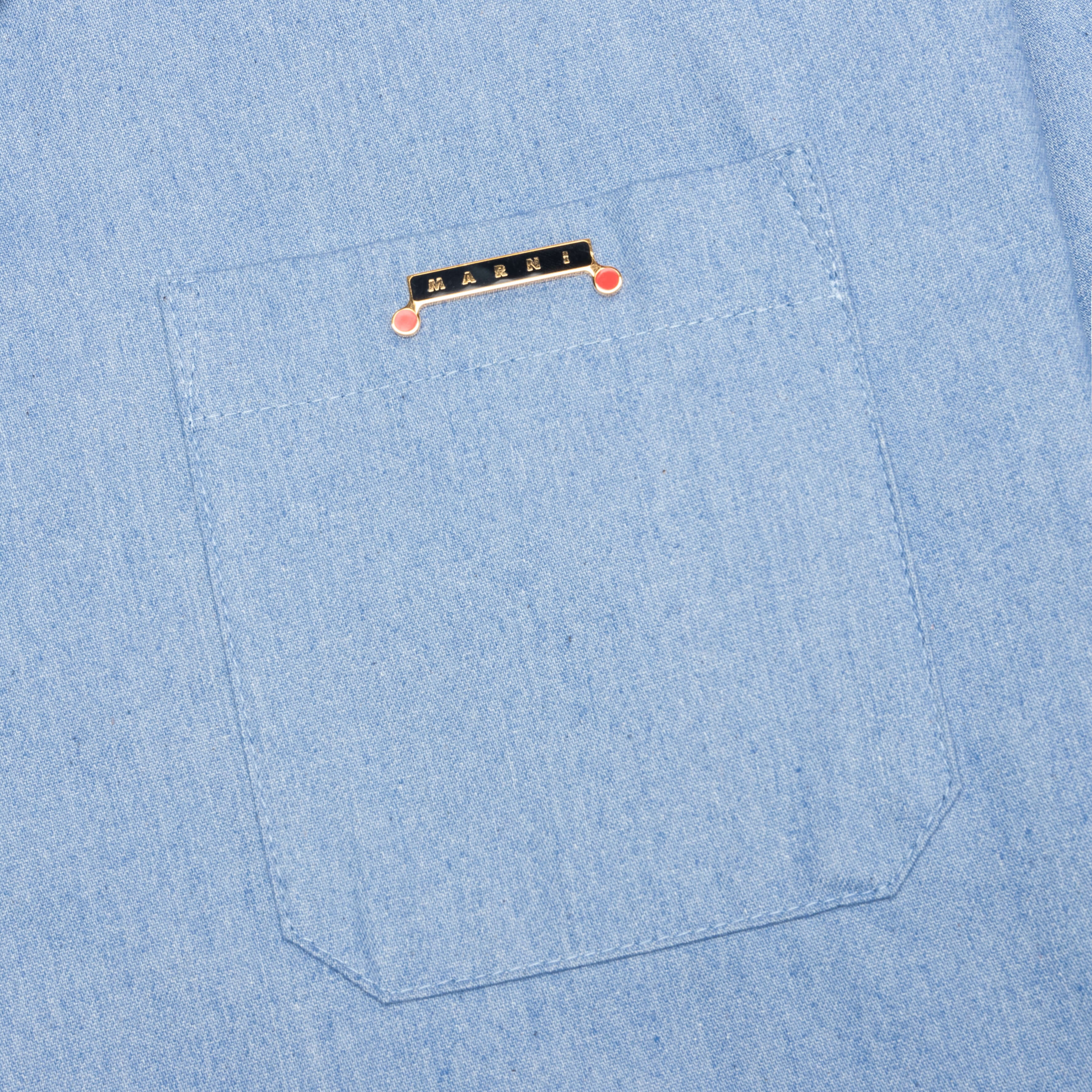 Blue Denim Short Sleeve Shirt with Trunakaroo Plaque Iris Blue
