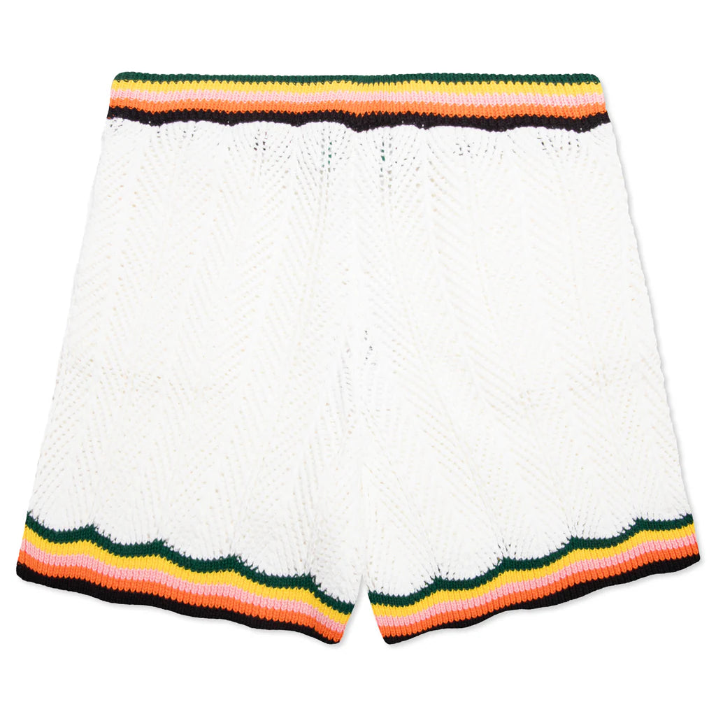 Chevron Lace Shorts White Multi