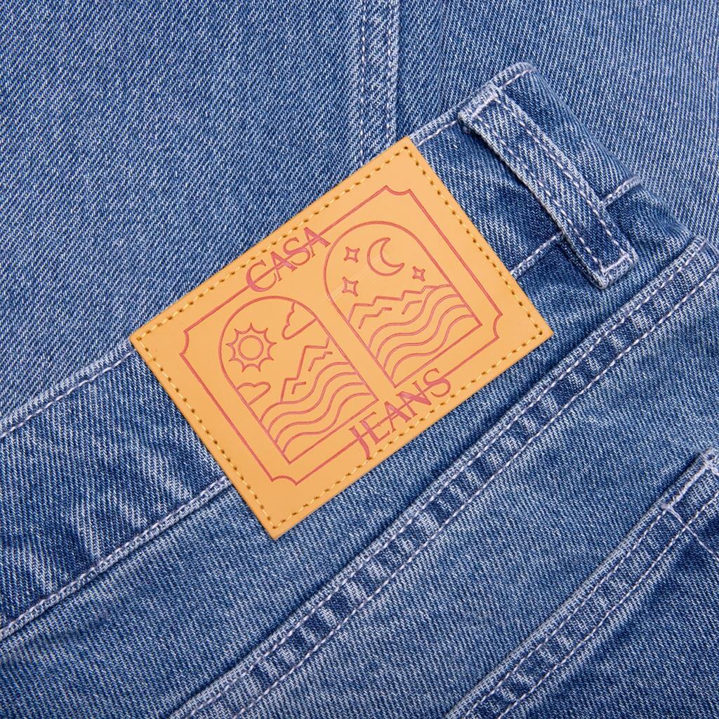 Stone Wash Denim Embroidered Motif Jean Stone Wash