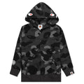 Kids Color Camo Shark Zip Hoodie Black