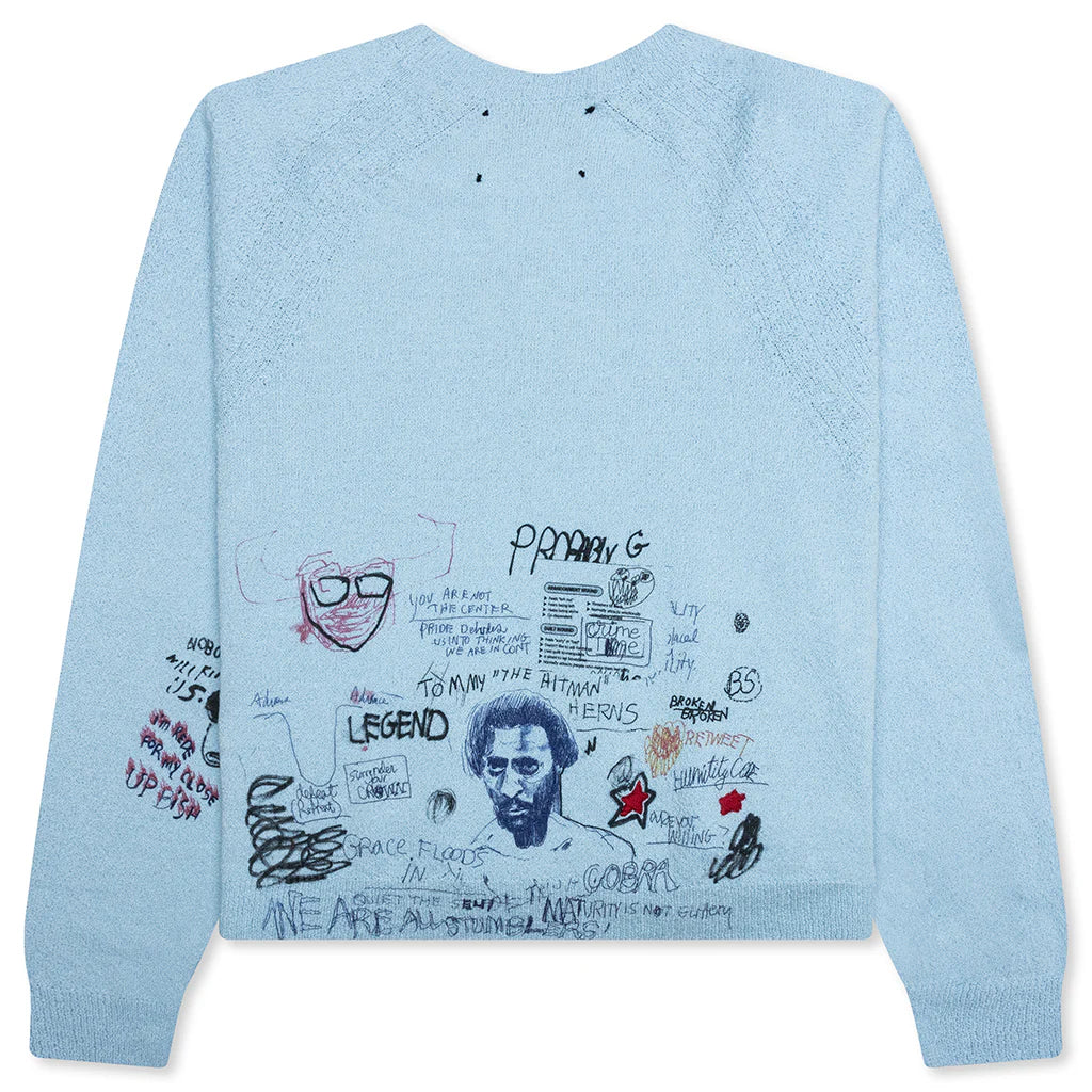 Booze Crooze Knit Sweater Baby Blue