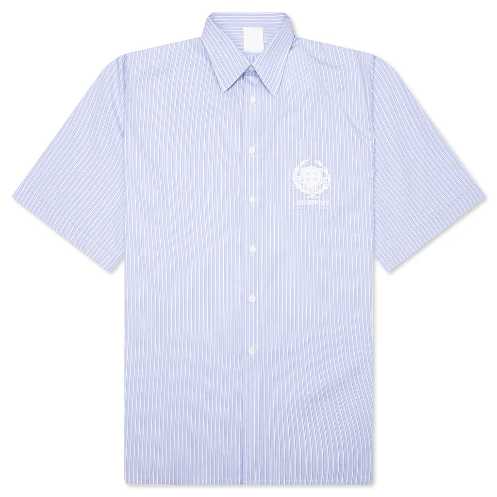 Crest Logo Stripe Shirt Light Blue