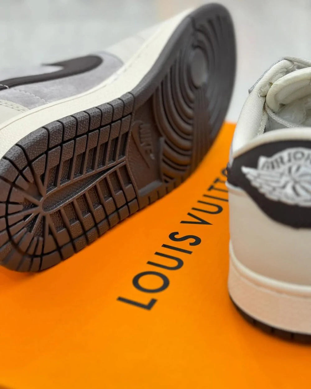 Louis Vuitton x Nike Air Jordan 1 Low Shadow Grey Suede Custom
