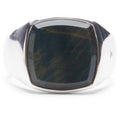 Cushion Blue Hawk Eye M 925 Sterling Silver