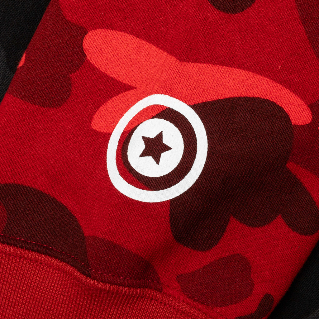 Color Camo Separate Shark Full Zip Hoodie Red Black