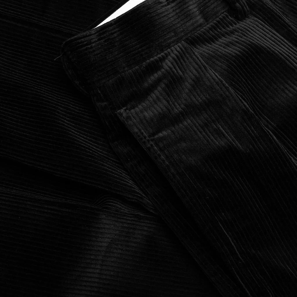 Double Pleated Corduroy Trousers Black