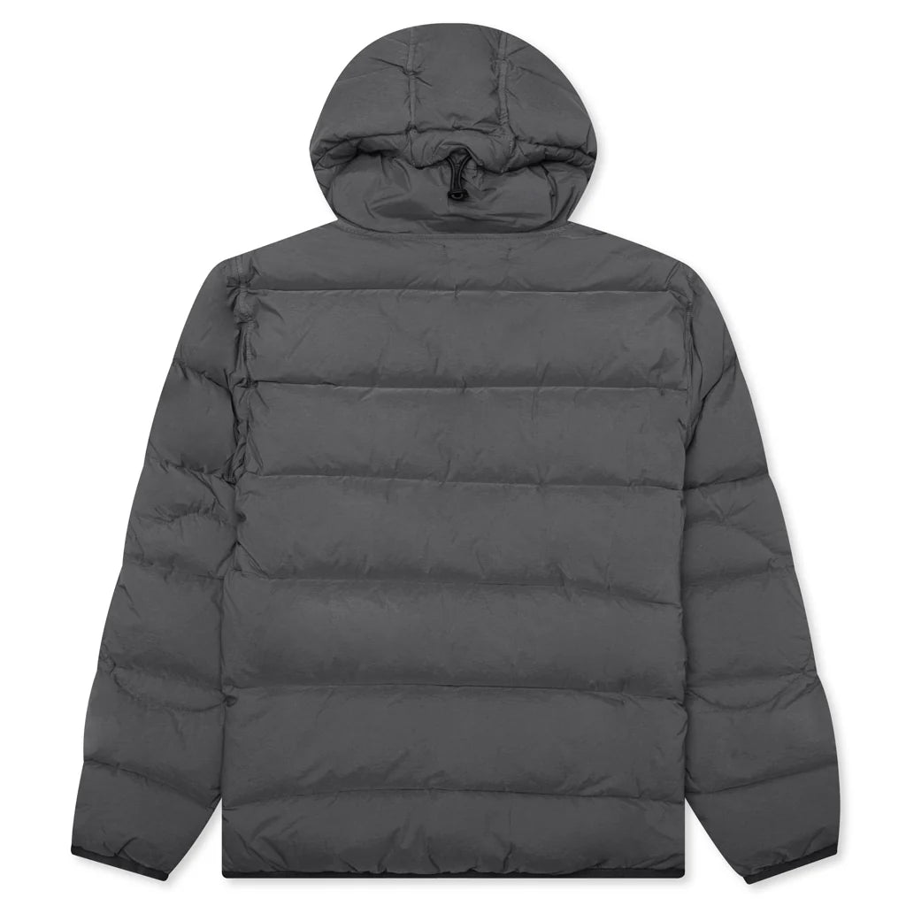 Real Feather Hooded Jacket Lead Grey