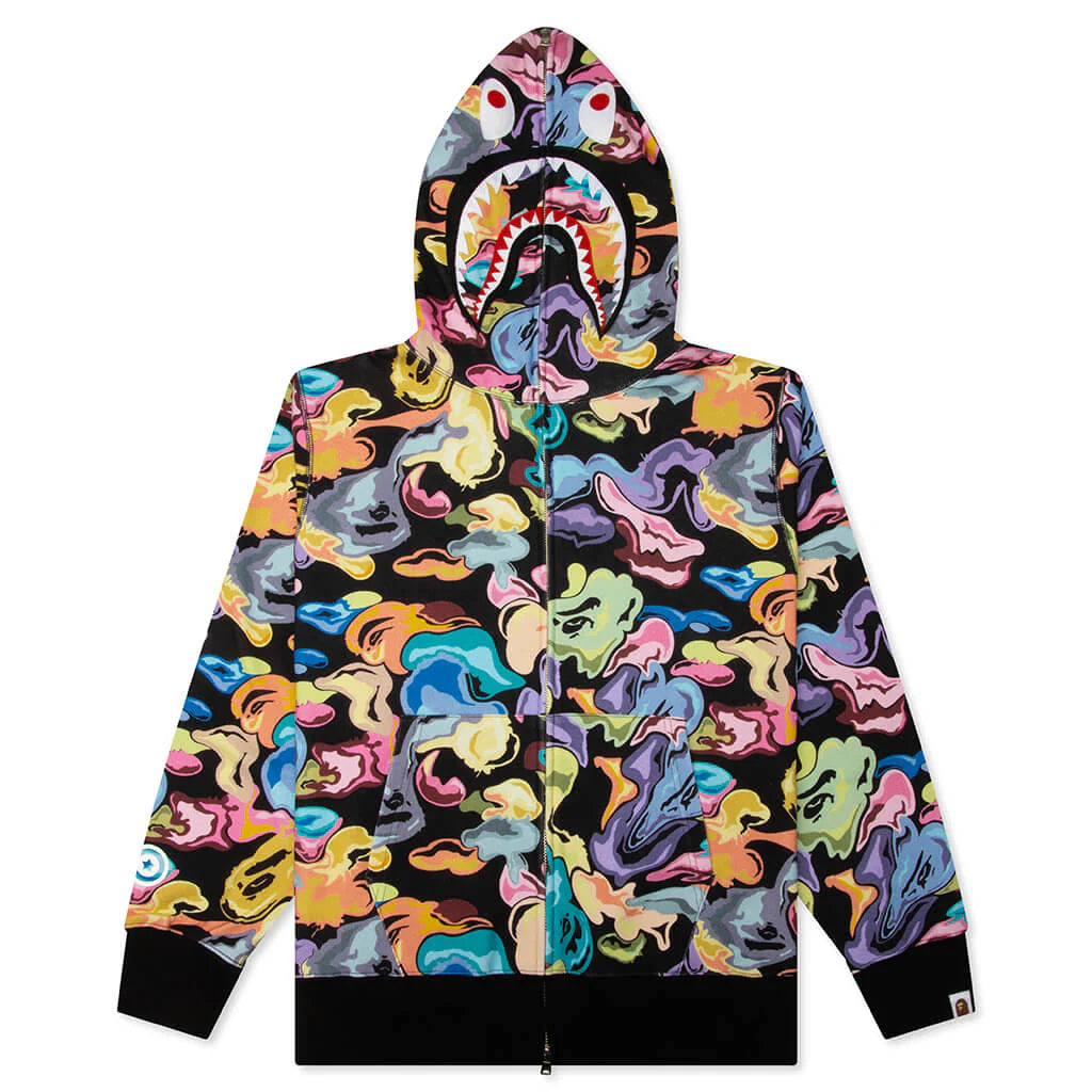 Art Camo Shark Full Zip Hoodie Black