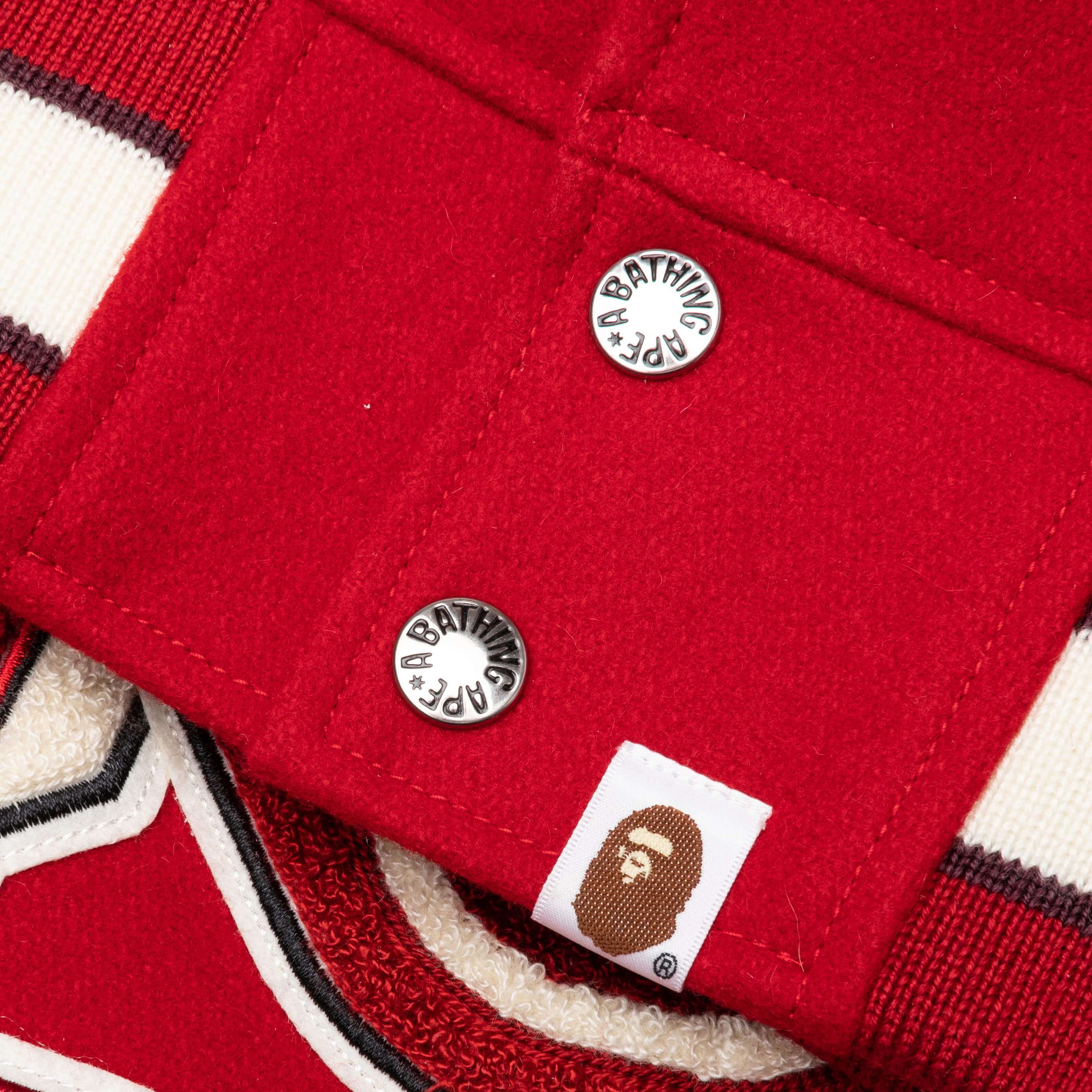 Bape Multi Motif Varsity Jacket Red