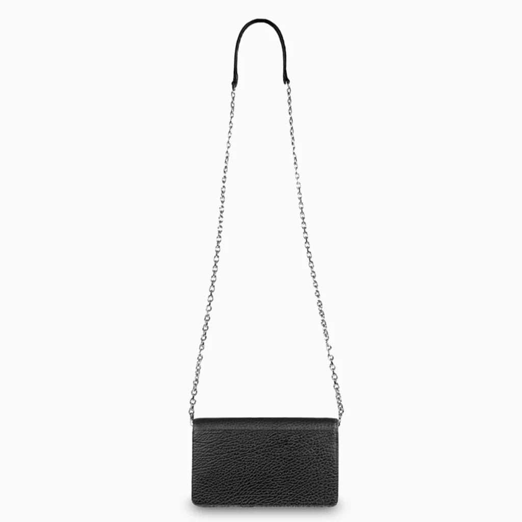 Leather Wallet on Chain Medium Black