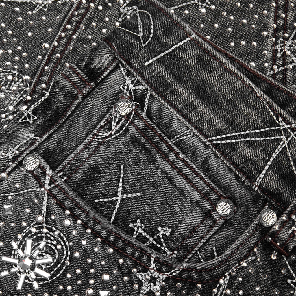 20K Zodiac Diamond Denim Pants Black