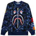 Color Camo Embroidery Shark Crewneck Navy