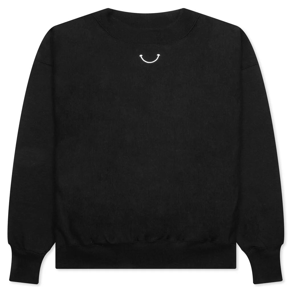Mock Neck Smile Sweatshirt Black