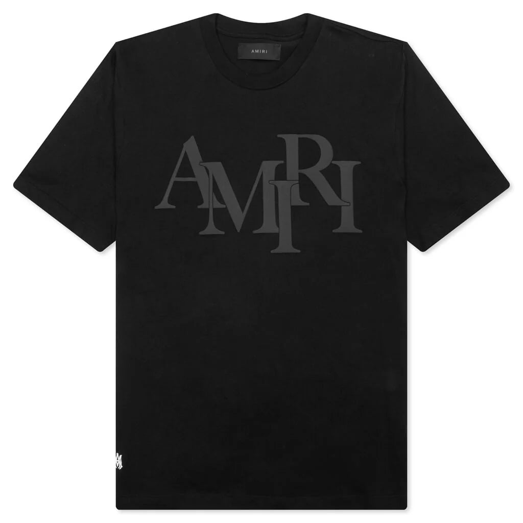 Staggered Logo Tee Black