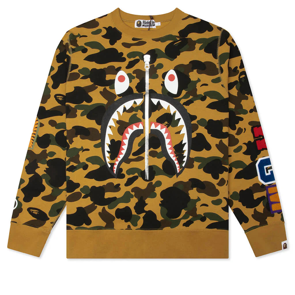 1st Camo Shark Crewneck Sweatshirt Yellow