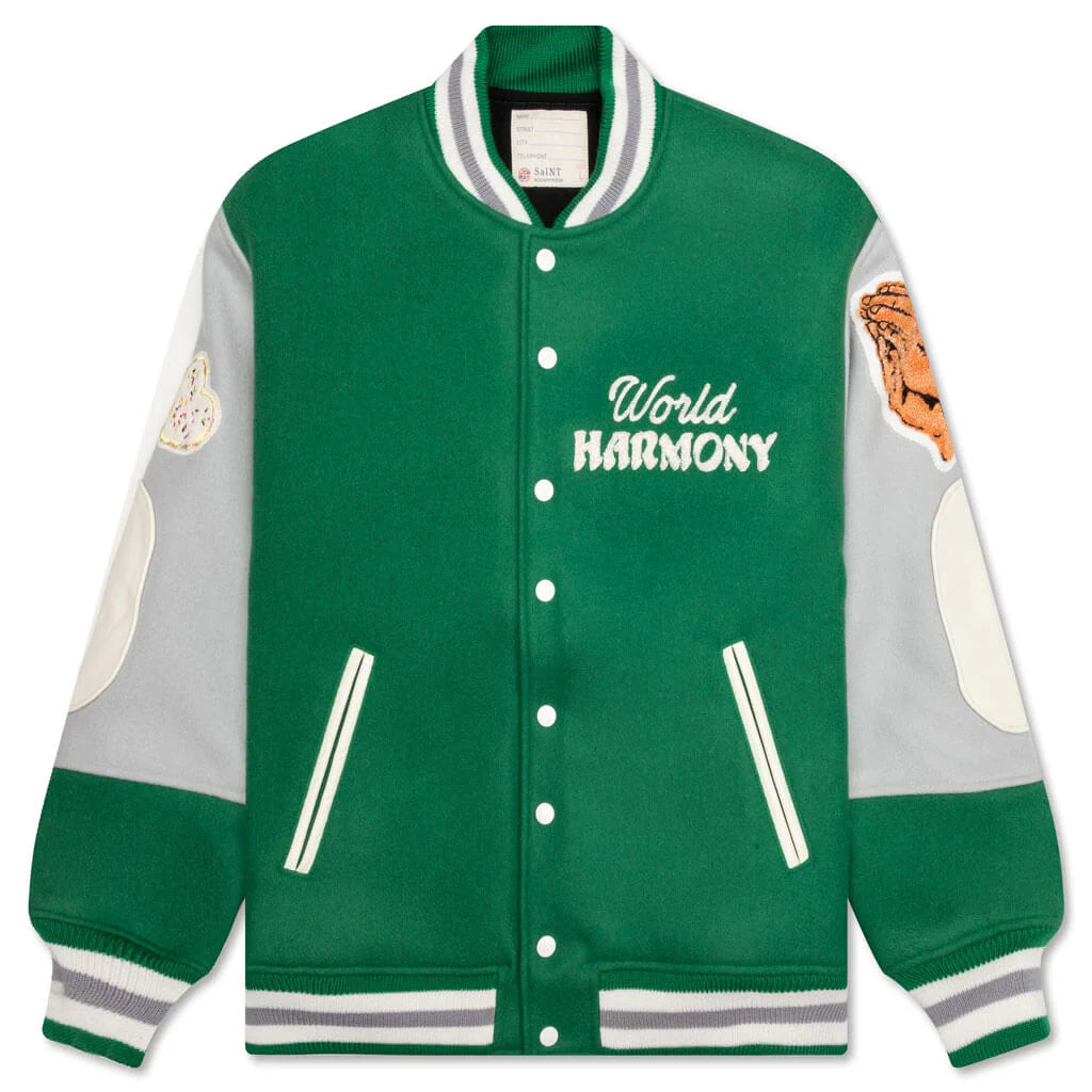 Saint Michael x Shermer Academy Pigeon Varsity Jacket Green