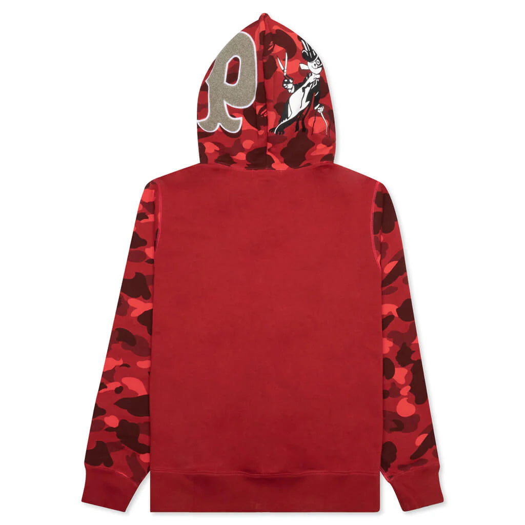 Color Camo Panda Full Zip Hoodie Red