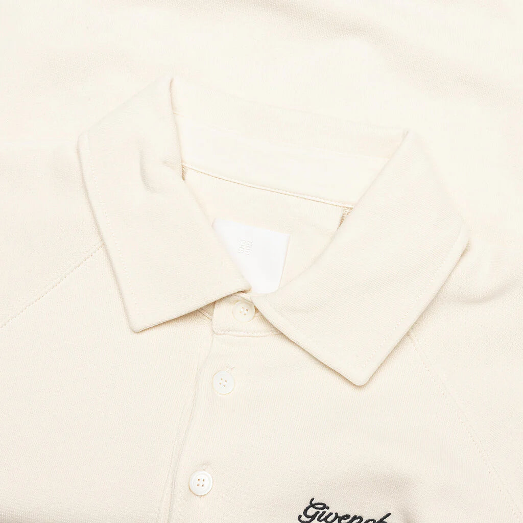 Buttoned Raglan Long Sleeve Sweatshirt Ivory