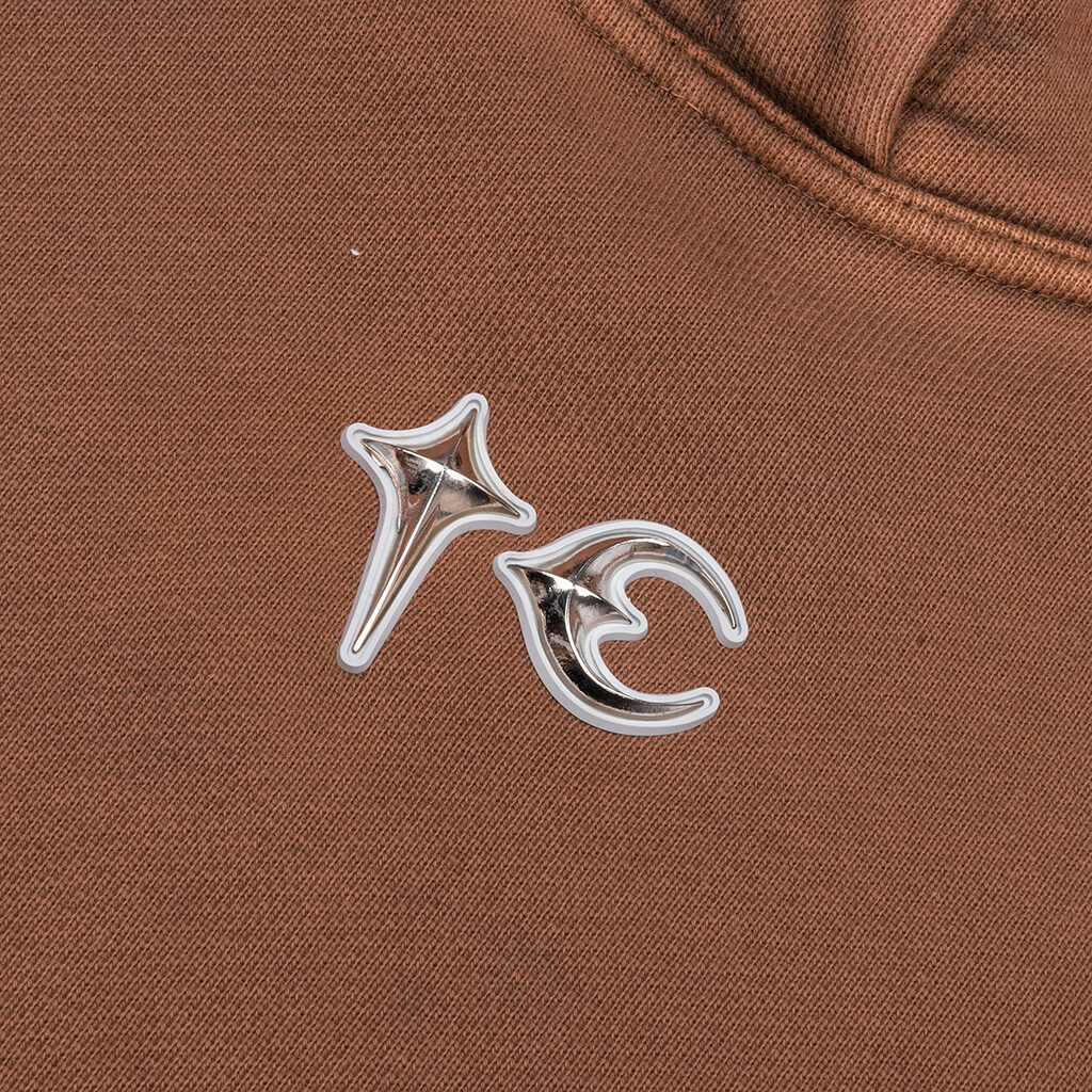 Devil Peace Patch Hoodie Brown
