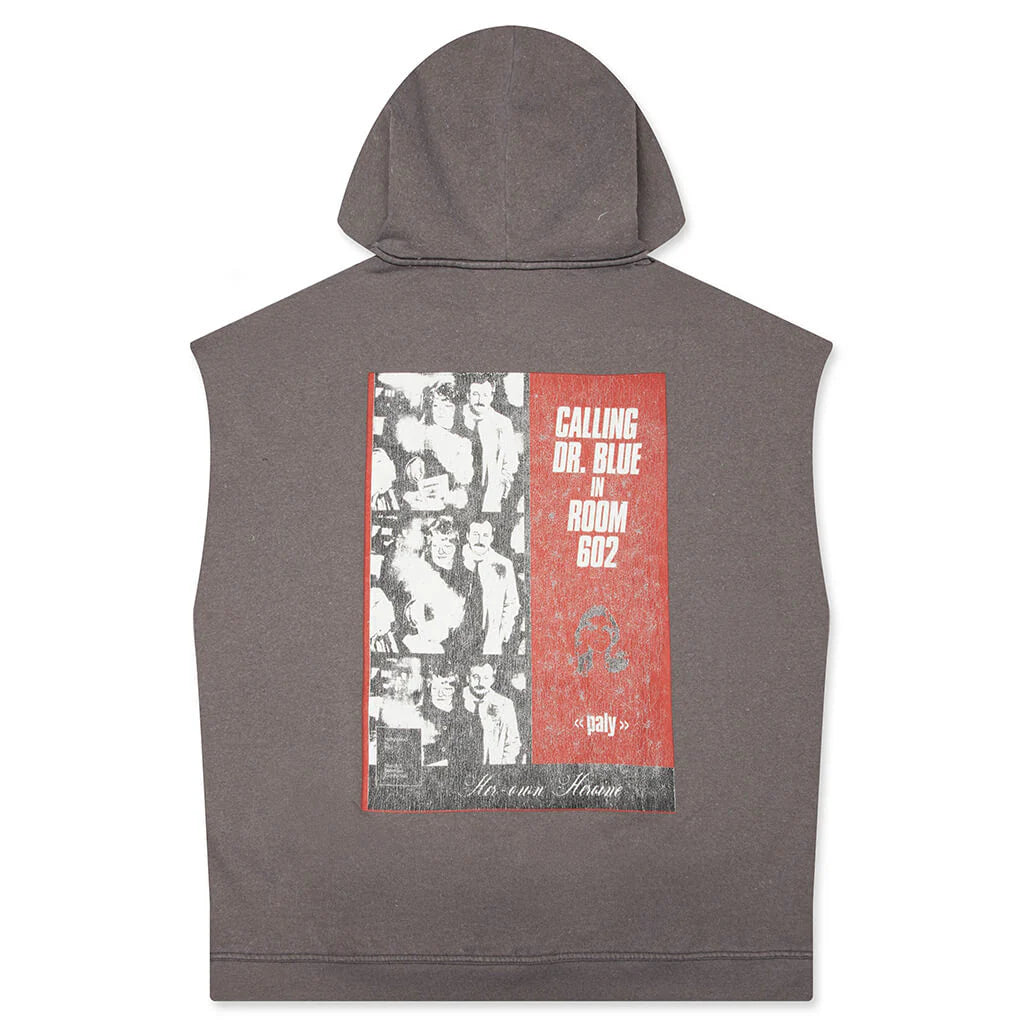 Dr Blue Cut Off Hoodie Brown