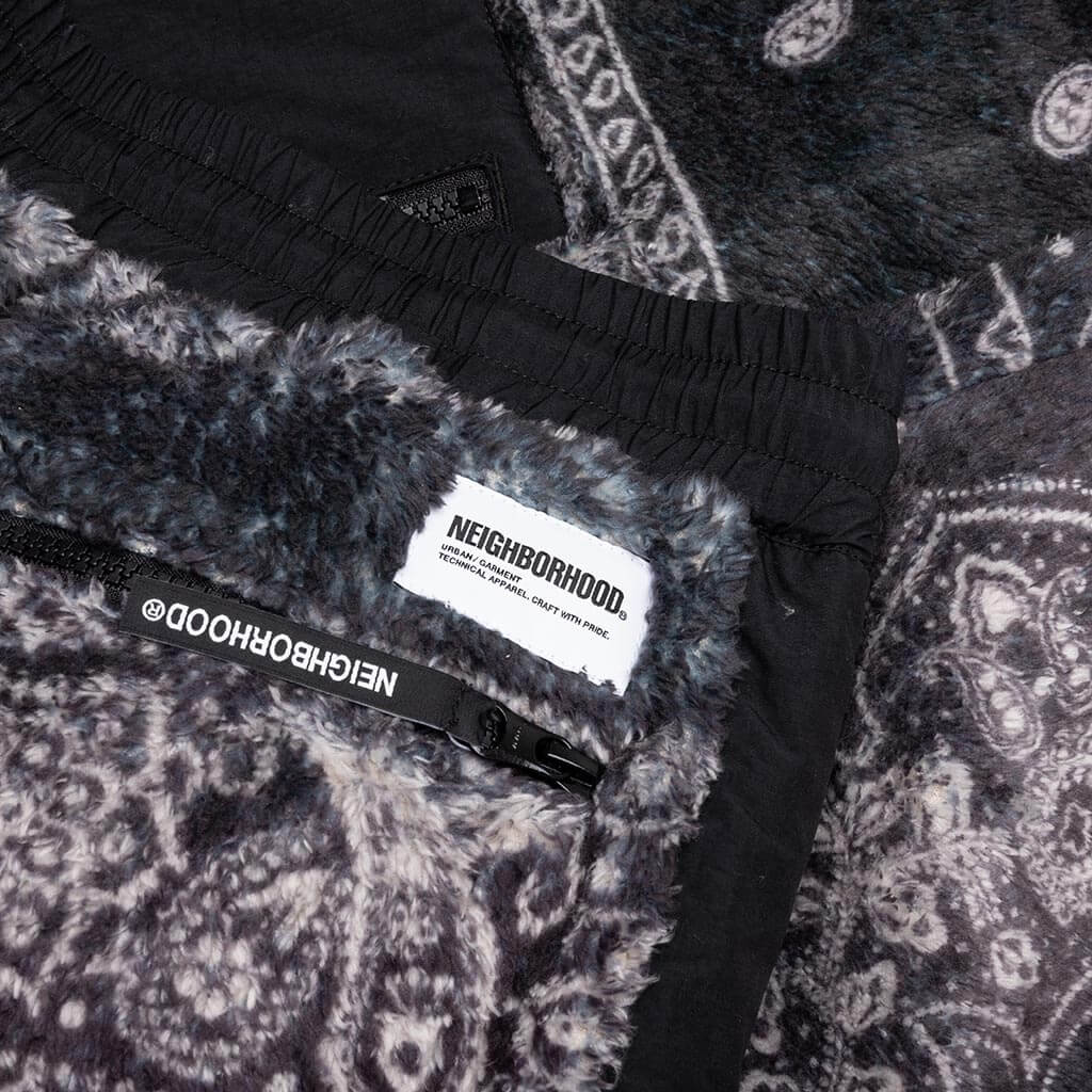 Bandana Pattern Fleece Pants Black